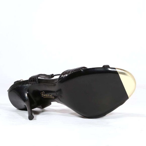 New "Gucci Women's Black Leather Strappy Sandals - Designer Elegance and Style" - Picture 3 of 4